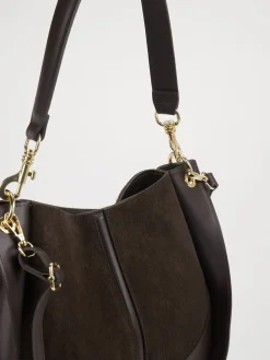 – Hobo Bag aus Kalbleder Dunkel-Marlon Firenze Outlet