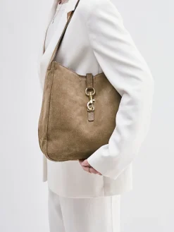 – Hobo Bag aus Kalbleder in Taupe-Marlon Firenze Discount