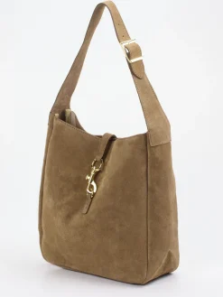– Hobo Bag aus Kalbleder in Taupe-Marlon Firenze Discount