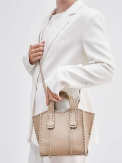 – Mini Tote Bag aus Kalbleder Taupe-Marlon Firenze Sale