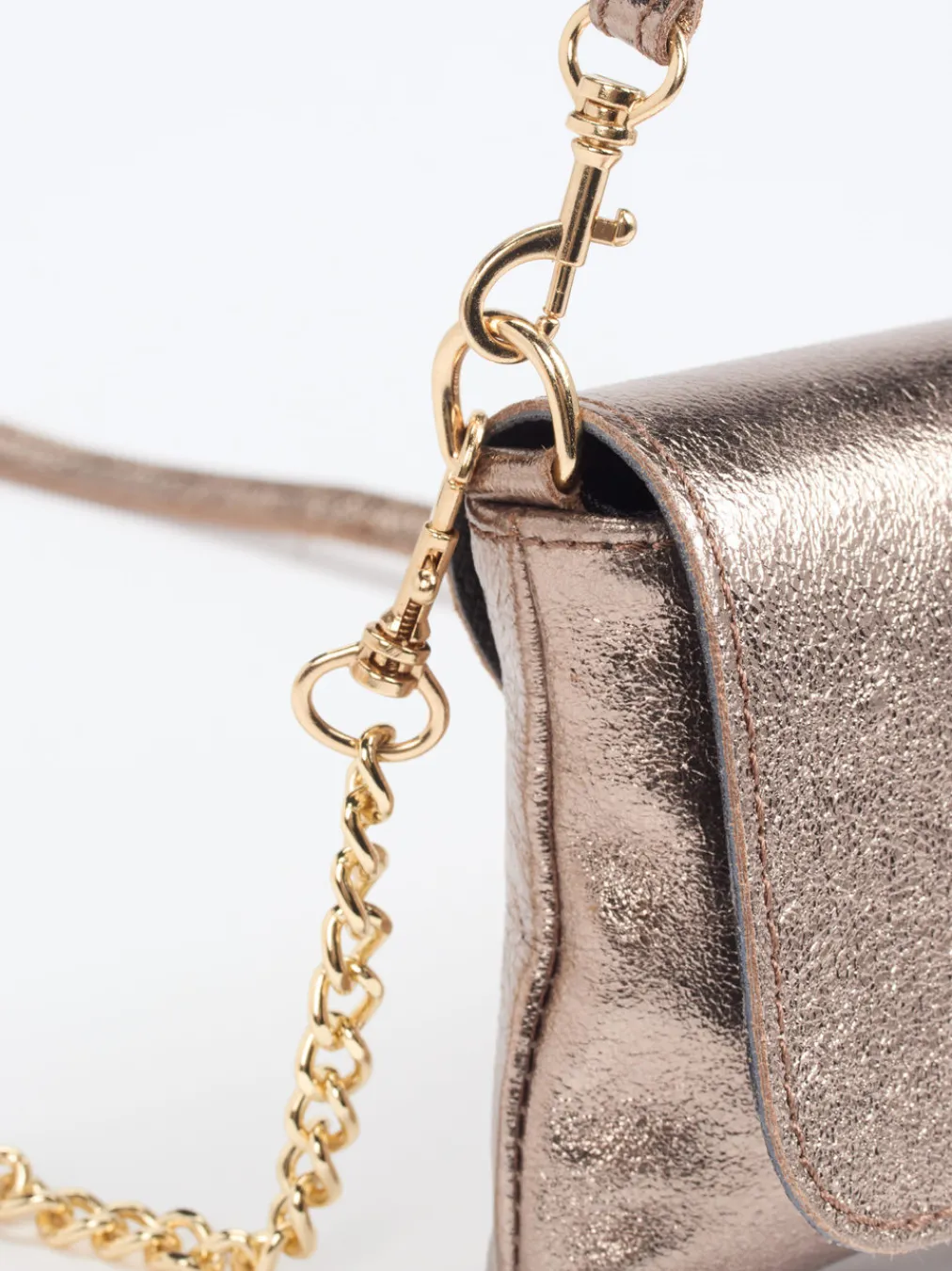 – Schultertasche aus Metallicleder Roségold-Marlon Firenze Clearance