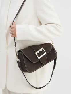 – Schultertasche aus Kalbleder Dunkel-Marlon Firenze Hot