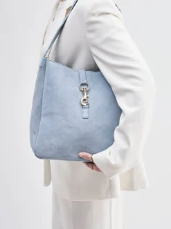 – Schultertasche aus Veloursleder hell-Marlon Firenze New