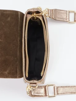 – Schultertasche aus Metallicleder bronzegold-Marlon Firenze New