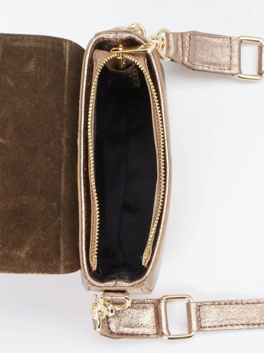 – Schultertasche aus Metallicleder bronzegold-Marlon Firenze New