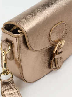 – Schultertasche aus Metallicleder bronzegold-Marlon Firenze New