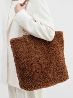 – Shopper aus Textil in Teddy-Optik-Marlon Firenze Sale