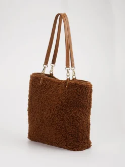 – Shopper aus Textil in Teddy-Optik-Marlon Firenze Sale