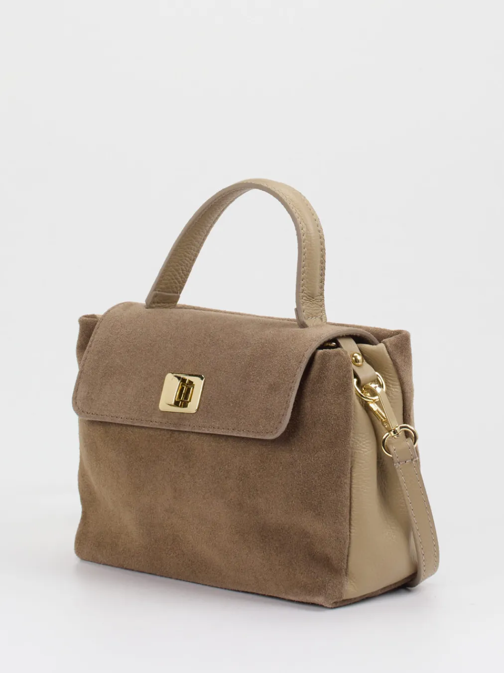 – Top Handle Bag aus Kalbleder Taupe-Marlon Firenze Clearance