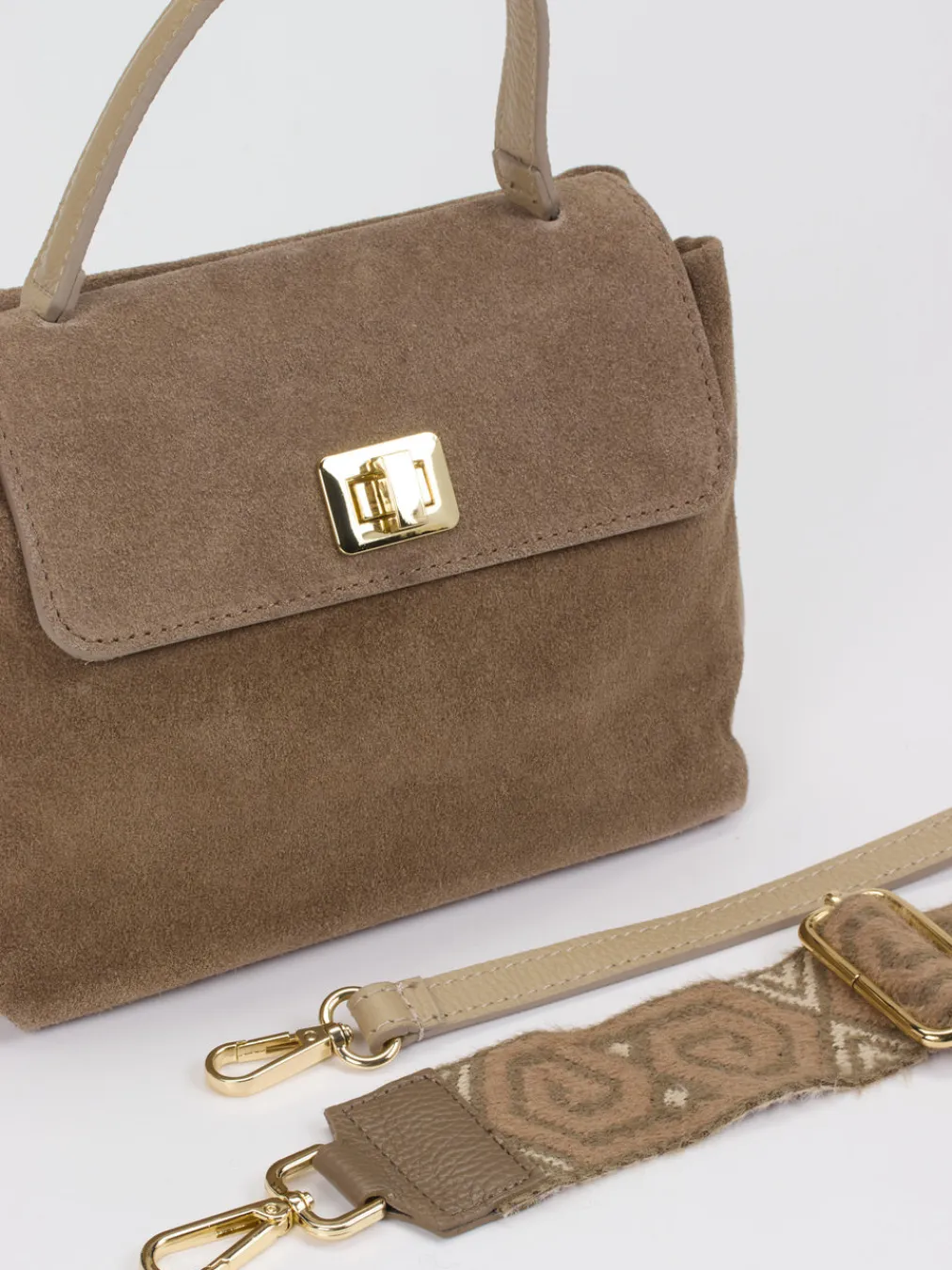 – Top Handle Bag aus Kalbleder Taupe-Marlon Firenze Clearance
