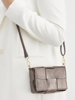 – Umhängetasche aus Metallicleder anthrazit-Marlon Firenze