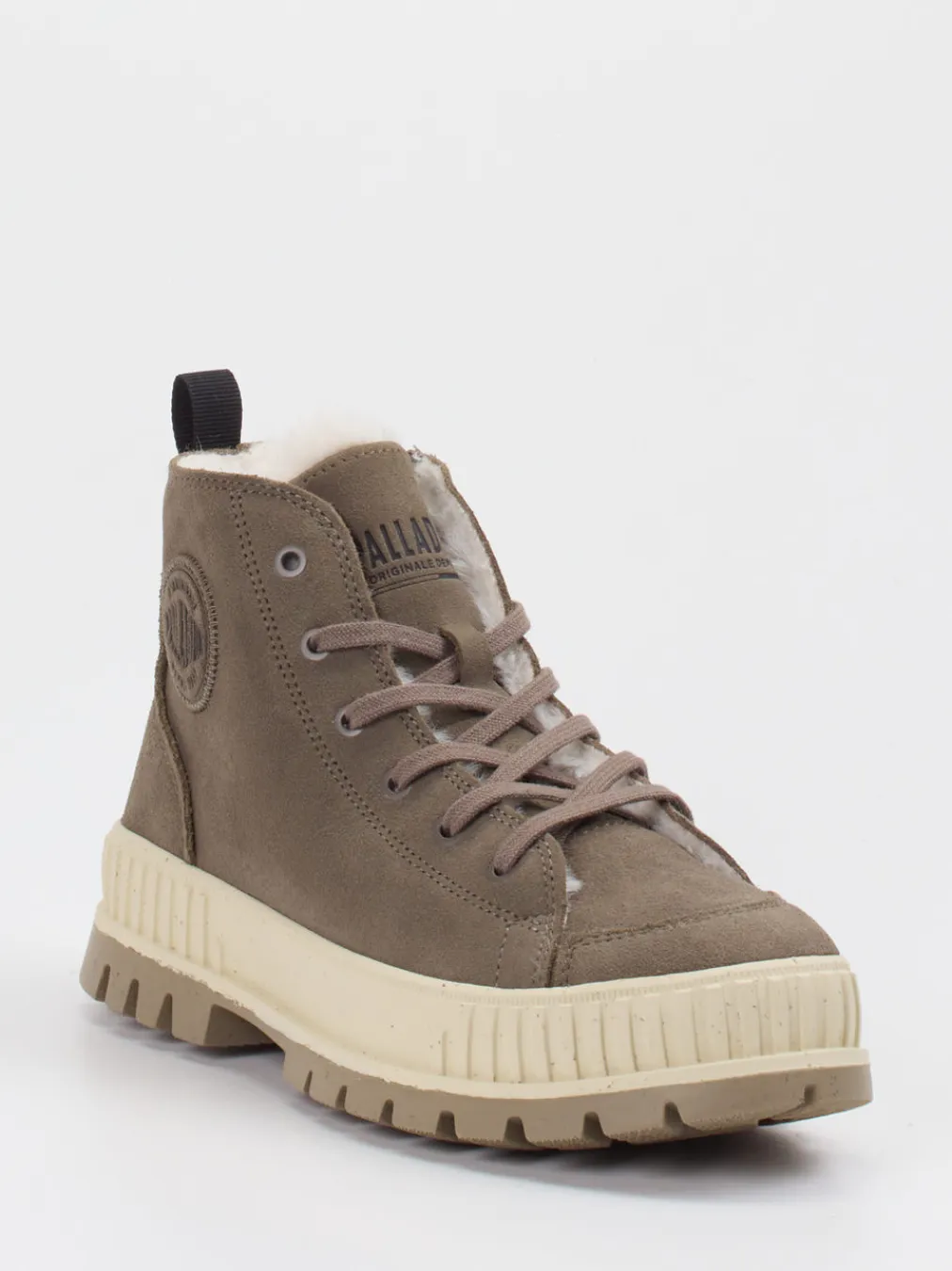Palladium – Schnürboots aus Veloursleder in Taupe-Palladium Unisex Sale