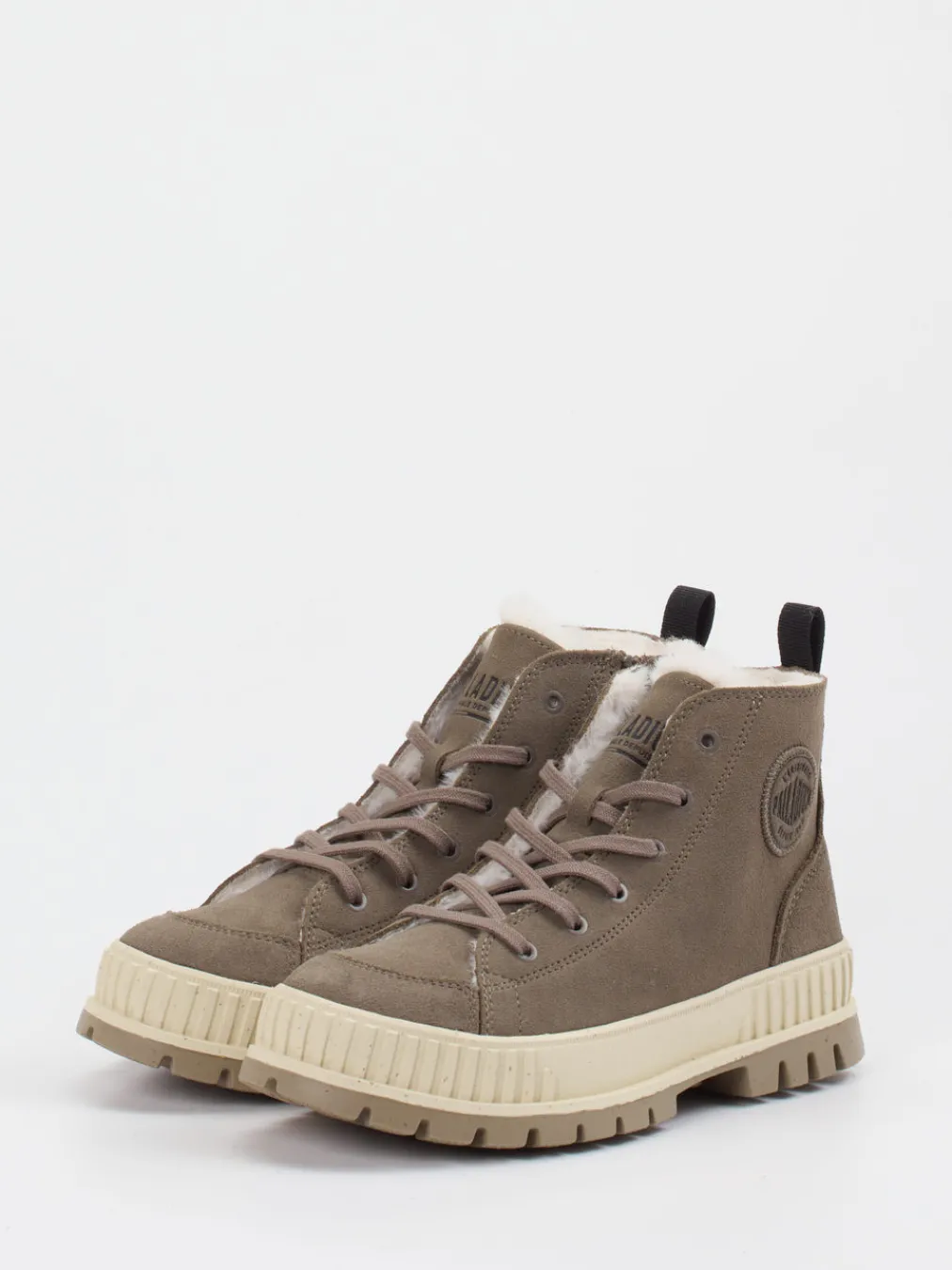 Palladium – Schnürboots aus Veloursleder in Taupe-Palladium Unisex Sale