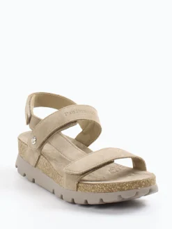 – Keilsandalette aus Veloursleder taupe-Panama Jack Best