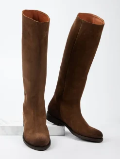 – Kniehohe Stiefel aus Veloursleder-Pantanetti Online