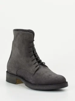 – Schnürboots aus Veloursleder Anthrazit-Pantanetti New