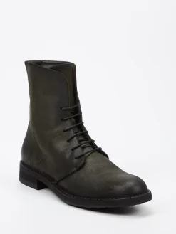 – Schnürstiefelette aus Veloursleder in Oliv-Pantanetti Clearance