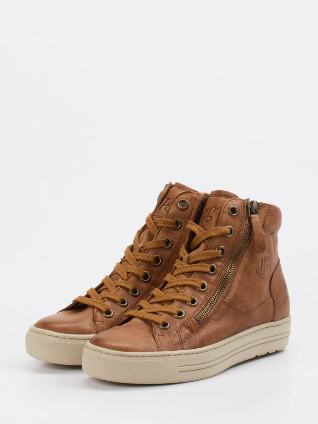– High-Top Sneaker aus Kalbleder cognac-Paul Green New