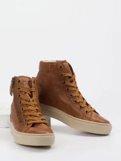 – High-Top Sneaker aus Kalbleder cognac-Paul Green New