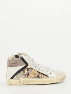 – High-Top Sneaker aus geprägtem Leder beige-Philippe Model Discount