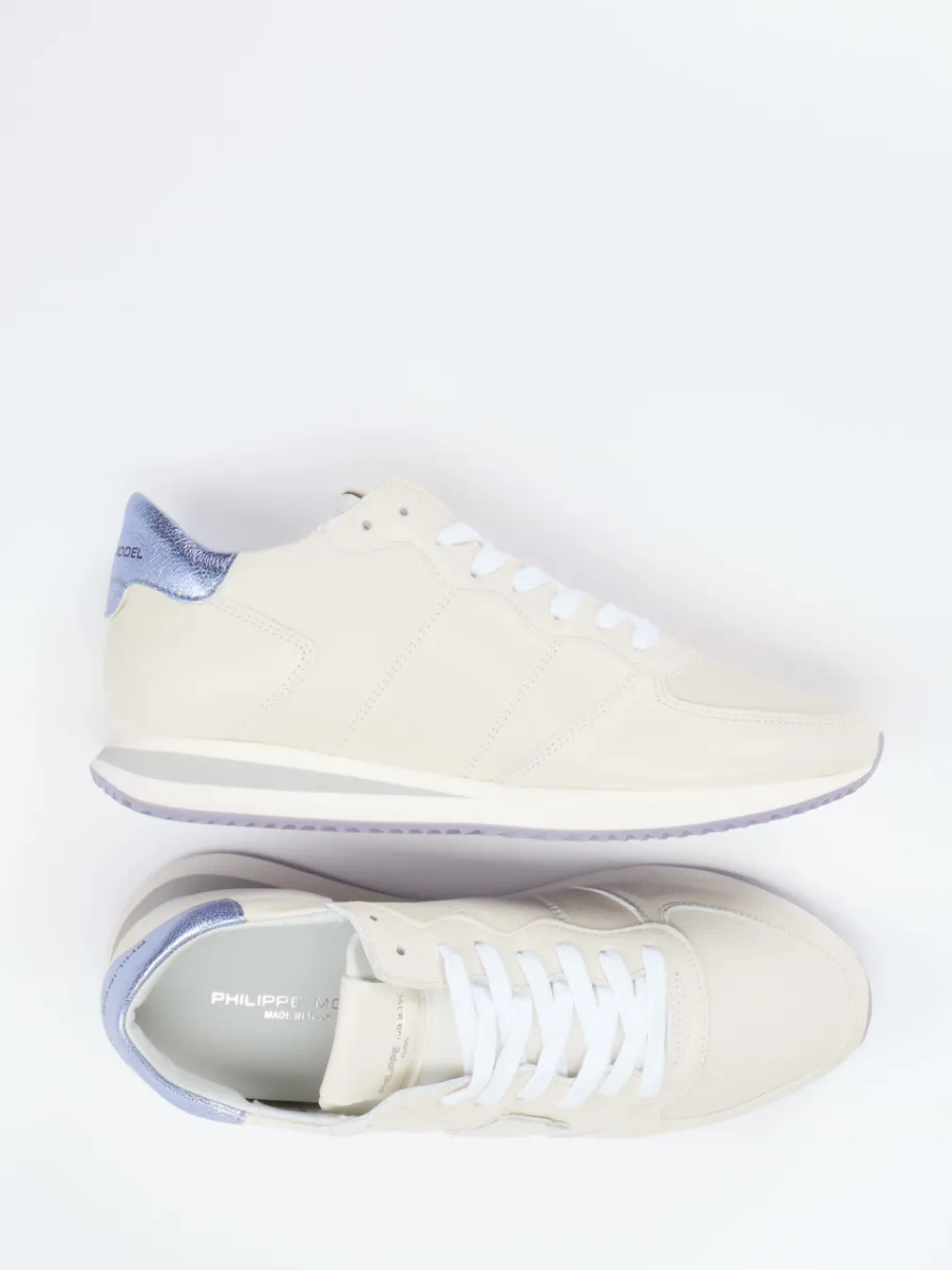 – Sneaker aus Kalbleder in Creme-Philippe Model New
