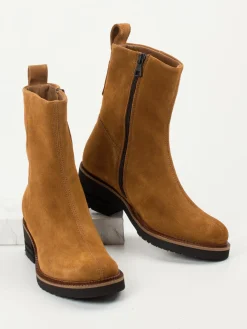 – Ankle Boots aus Veloursleder Cognac-Piedi Nudi Clearance