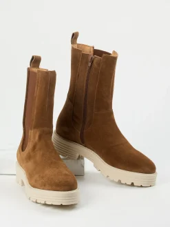 – Chelsea Boots aus Veloursleder cognac-Piedi Nudi Outlet