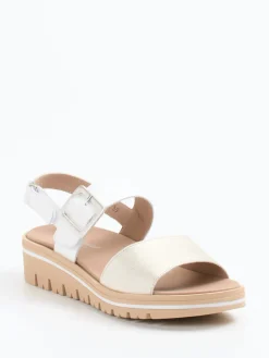 – Komfort-Sandale aus Kalbleder champagner-Piesanto New