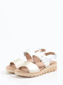 – Komfort-Sandale aus Kalbleder champagner-Piesanto New