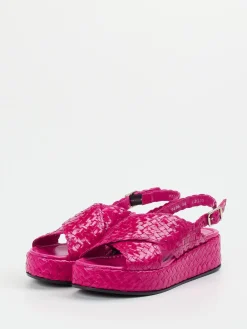 – Plateau-Sandale aus Flechtleder Fuchsia-Pons Quintana