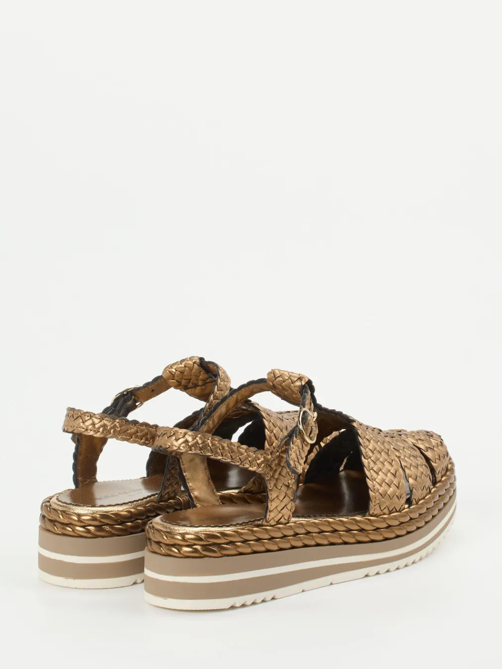 – Plateau-Sandale aus Flechtleder bronzegold-Pons Quintana Outlet