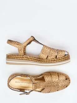 – Plateau-Sandale aus Flechtleder bronzegold-Pons Quintana Outlet