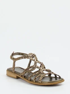 – Riemchensandale aus Metallicleder bronzegold-Pons Quintana Outlet