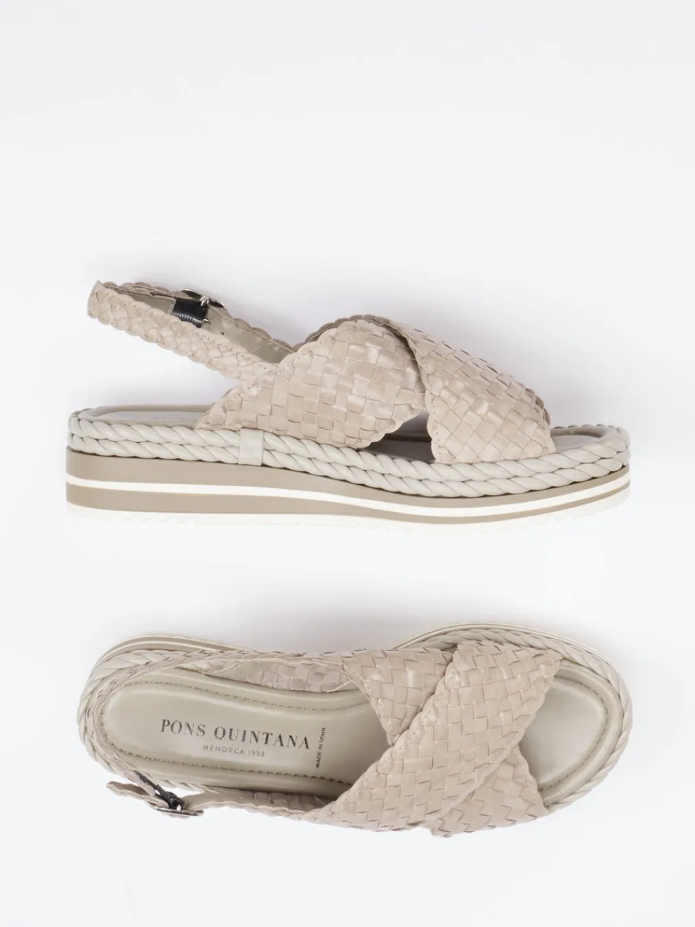 – Sandale aus Flechtleder in Beigegrau-Pons Quintana Best