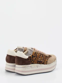 – Plattform-Sneaker aus Velour/Textil mit Leoprint-Premiata Online