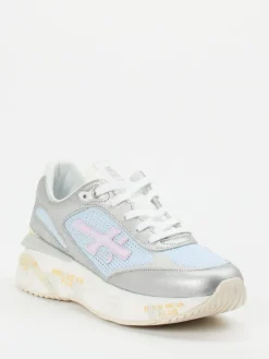 – Sneaker aus Metallicleder und Mesh silber-Premiata New