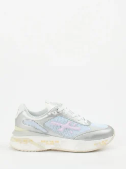 – Sneaker aus Metallicleder und Mesh silber-Premiata New