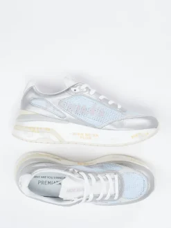 – Sneaker aus Metallicleder und Mesh silber-Premiata New