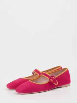 – Mary-Jane-Ballerinas aus Veloursleder Pink-Pretty Ballerinas Discount
