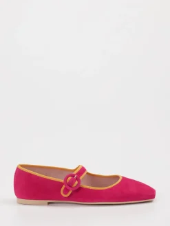 – Mary-Jane-Ballerinas aus Veloursleder Pink-Pretty Ballerinas Discount