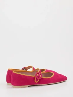 – Mary-Jane-Ballerinas aus Veloursleder Pink-Pretty Ballerinas Discount