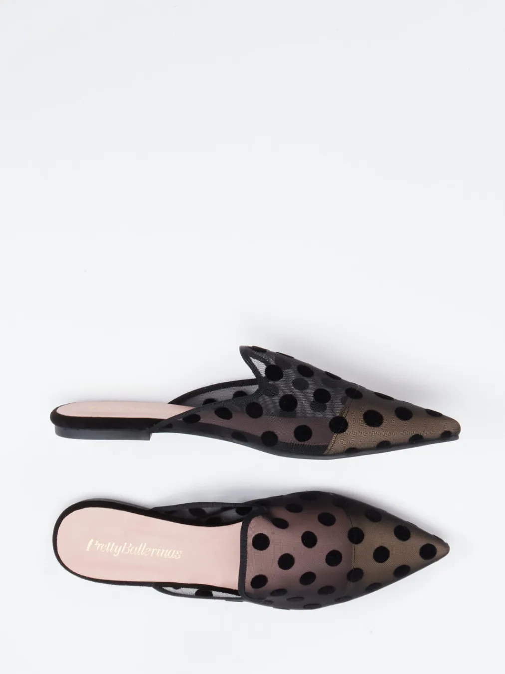 – Mules aus Netz mit Samt-Punkten-Pretty Ballerinas Online