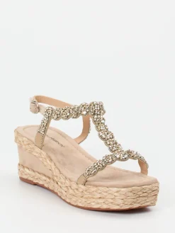 – Keilsandalette aus Metallic-Textil-Ralph Harrison Sale