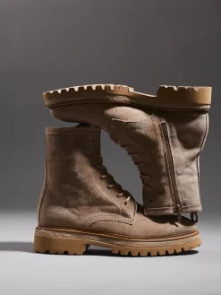 – Schnürstiefelette aus Veloursleder Sand-Ralph Harrison Sale