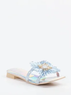 – Pantolette aus Metallicleder hell irisierend-RAS Clearance