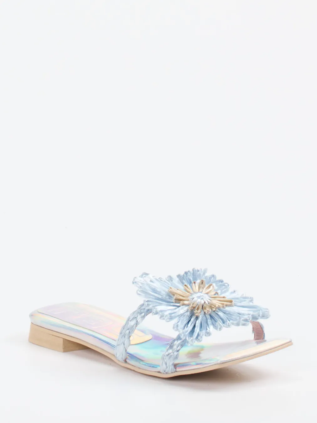 – Pantolette aus Metallicleder hell irisierend-RAS Clearance