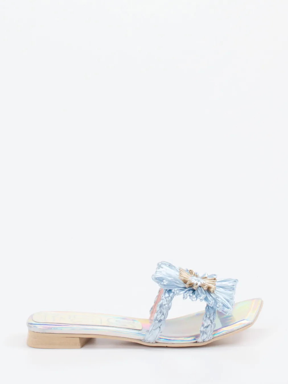 – Pantolette aus Metallicleder hell irisierend-RAS Clearance