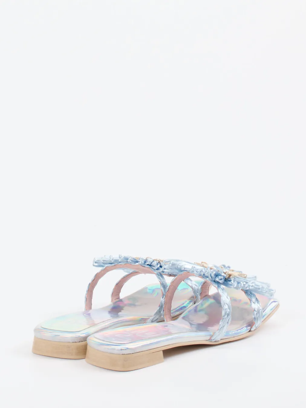 – Pantolette aus Metallicleder hell irisierend-RAS Clearance