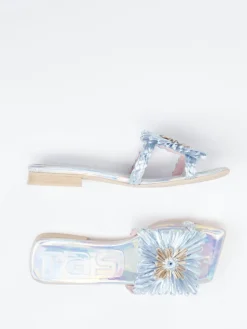 – Pantolette aus Metallicleder hell irisierend-RAS Clearance