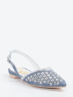 – Slingback-Ballerinas aus Denim mit Stsdetails-RAS New
